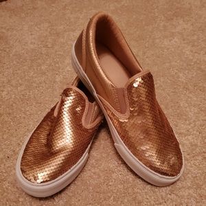 Rose Gold Sequined Gap Kids Slip On Sneakers, NWT,